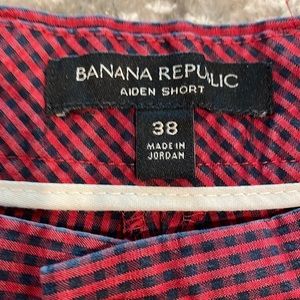 Mens red blue check shorts excellent condition non smoking home 38” waist